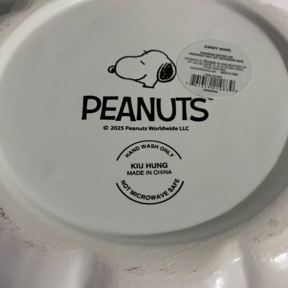 Peanuts Candy Bowl Pumpkin Thanksgiving Halloween Fall Leaves Snoopy Woodstock - Picture 6 of 6